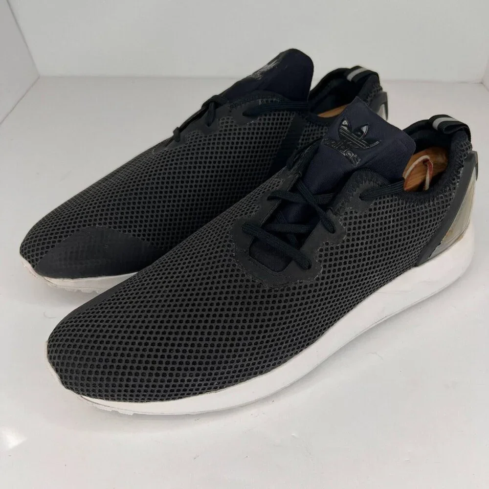 Adidas Mens Black ZX Flu Adv Asym Core Low Top Mesh Lace Up Size 11 Sneakers